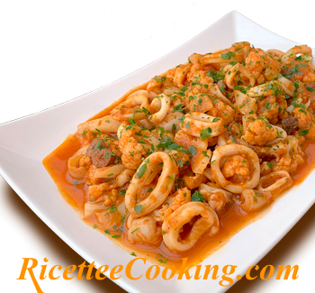 Calamari e cavolfiori in umido